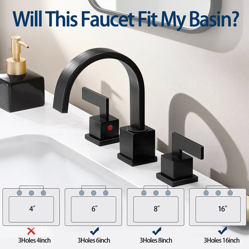 4 Inch Matte Black Bathroom Sink Faucet For Sink 3 Hole With Water Hoses And Pop Up Drain