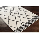 Rectangle Barbarella Handmade Tufted Wool Area Rug in Cream/Black