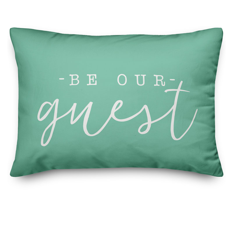 Textual Outdoor Throw Pillow, Mint Green/White
