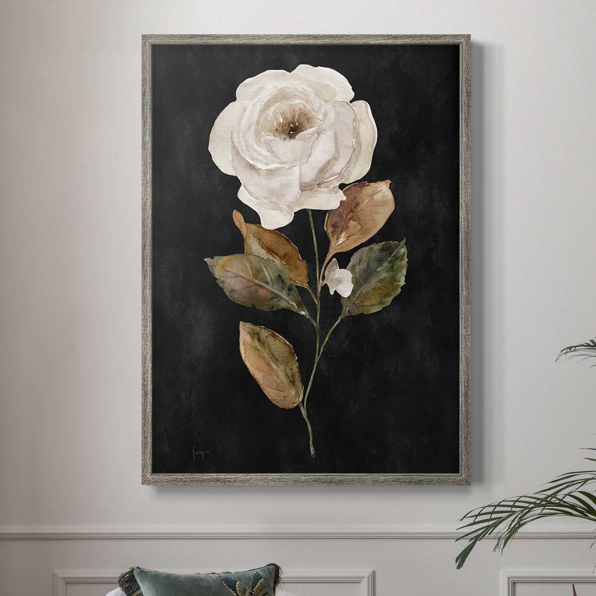 Red Barrel Studio® Botanical on Black Wash II Framed Print - Solid Wood ...