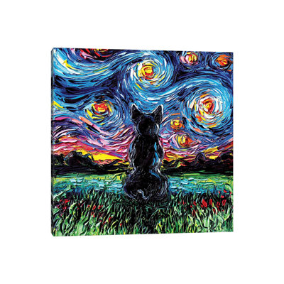 French Bulldog Night by Aja Trier - Wrapped Canvas Painting