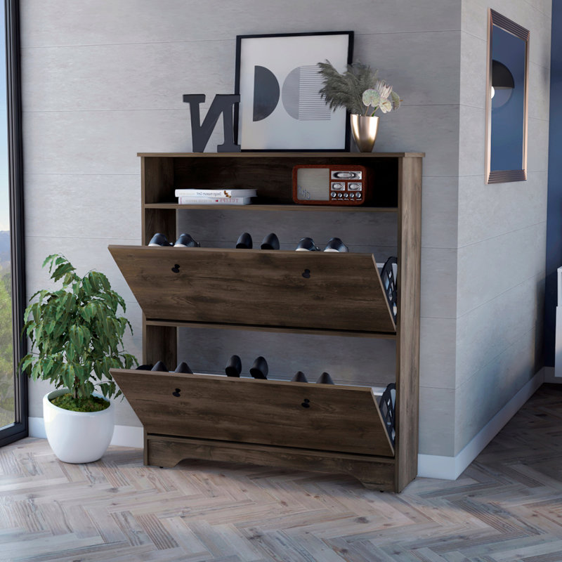 2-Shelf Shoe Rack, Brown
