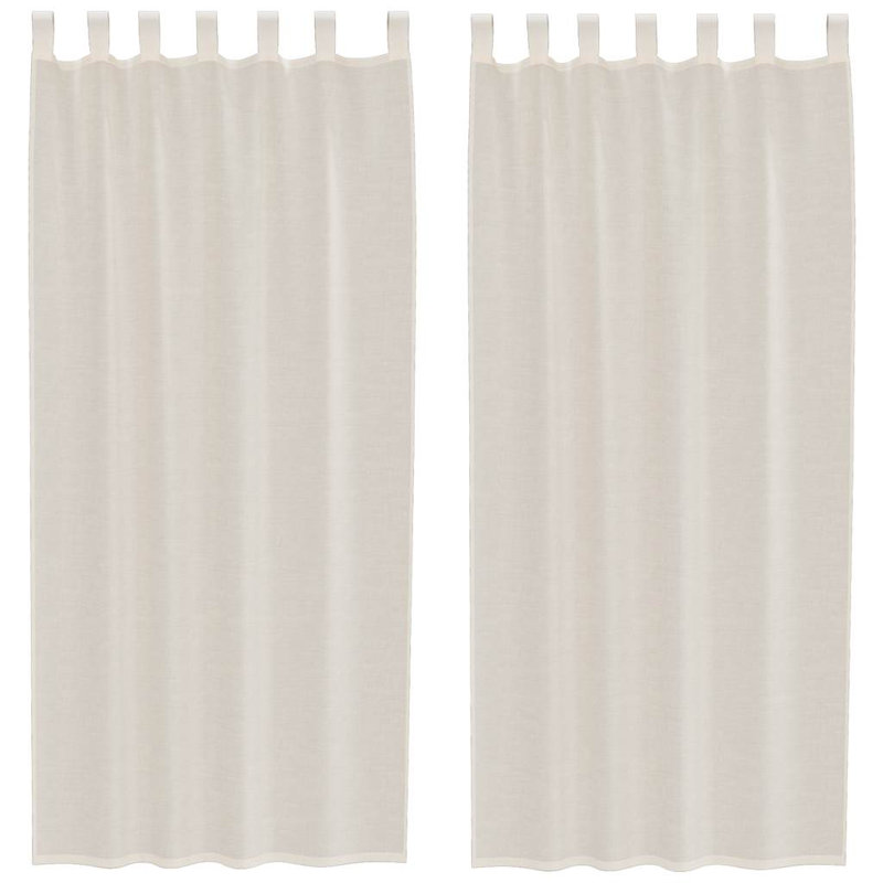 Voile Curtains With Tab Top 2 Pcs, Cream, 140cm Width x 225cm Drop