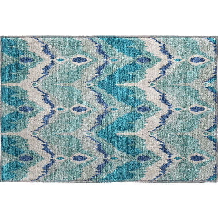 Premium Machine Washable Prisco Teal Rug