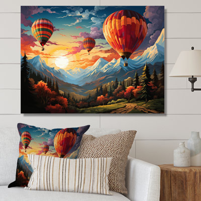Ballon à air chaud coloré, art mural sur toile