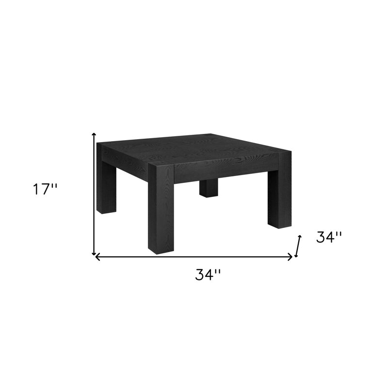Princetown 34" Square Coffee Table, Black