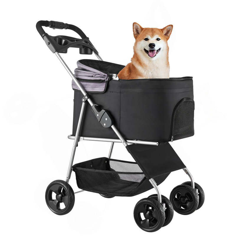 Poussette pour chien pliable pour animaux 4 roues transportable et amovible jusqu'à 35 lb