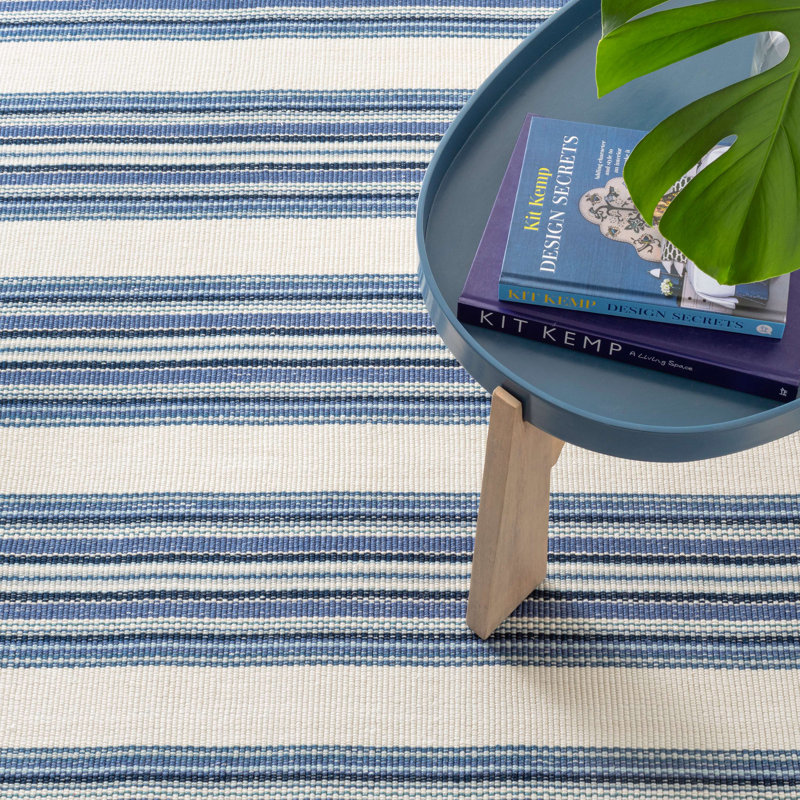 Road Runner Blue Handwoven Indoor/Outdoor Rug, Rectangle 5' x 8'