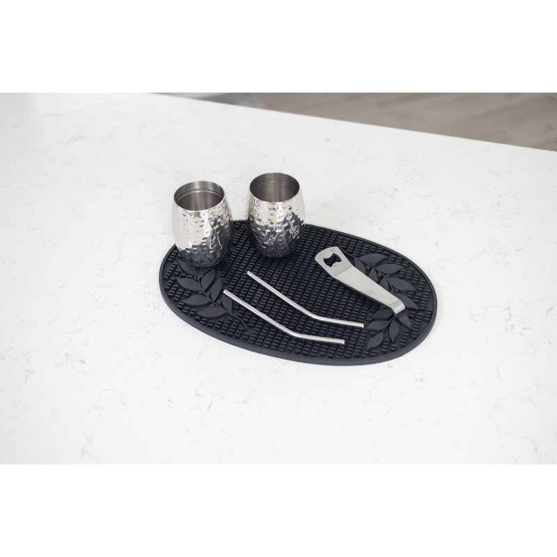 2 bacs à boissons avec 2 tapis de réception Malzie, Argent argent