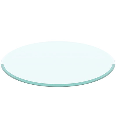 Plateau de table en verre trempé rond de 32 pouces, résistant à la chaleur et convenant à diverses tables de bureau, bord biseauté transparent de 1/2 po d'épaisseur, facile à nettoyer, longue durée de vie, bon patio d'hôtel