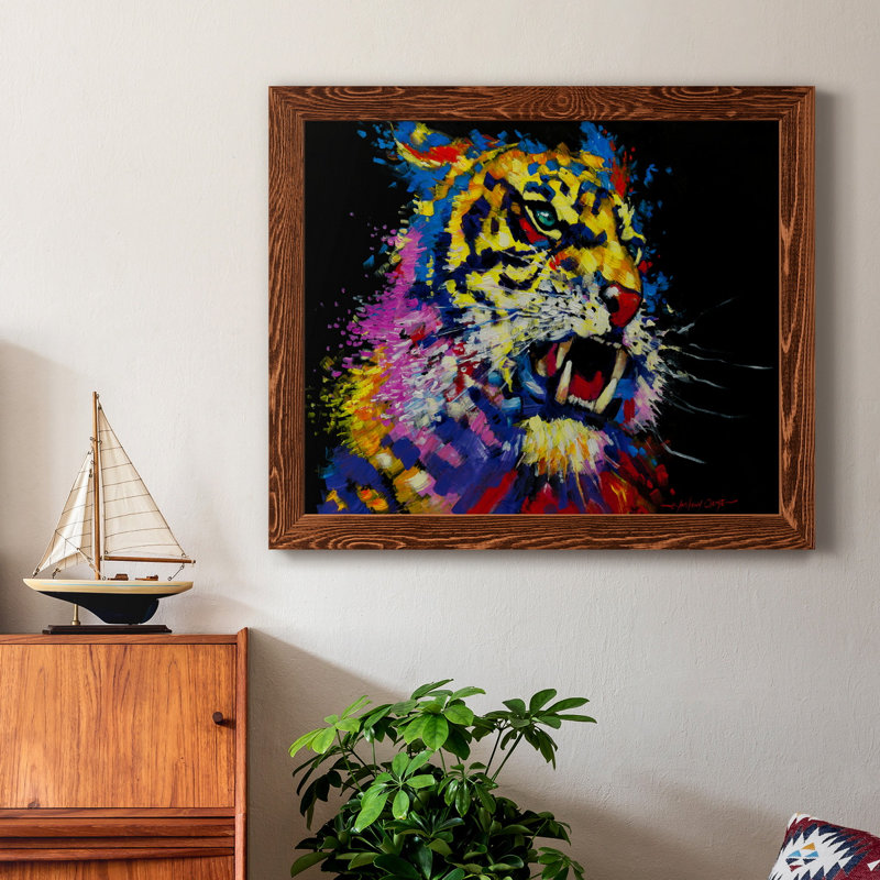 Tigre - peinture sur toile encadrée, H 20 po x l 17 po x P 1,5 po, Érable
