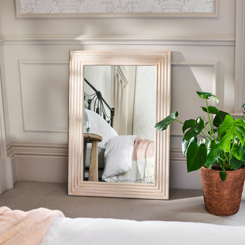 Wooden Mirror, 100x70cm, Whitewash