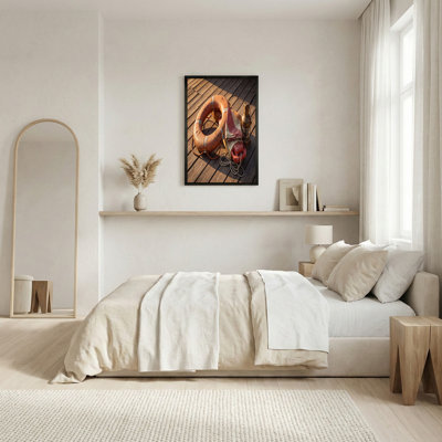 Art mural rétro sur toile en forme de bouée de sauvetage avec lanterne en laiton