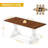 70.3" Large Modern Dining Table For 6-8 People, Rectangular Walnut Kitchen Dining Room Table With Thick Tabletop And White Geometric Metal Legs, Farmhouse Wood Dinner Tables
