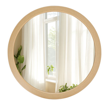 Round Mirror 30 Inch,Natural Vanity Wall Rustic Mirrors,Circle Tempered Glass Mirror for Bathroom Bedroom Living Room or Entryway