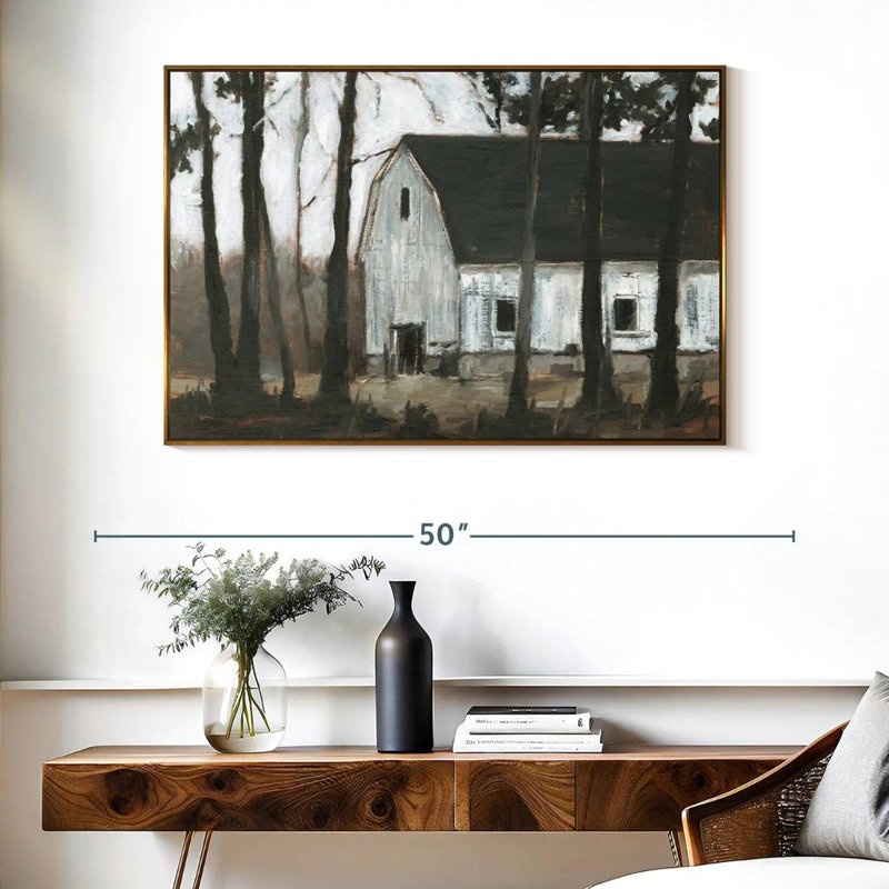 Autumn Barns I, Floating Frame Gold, 40" X 27"