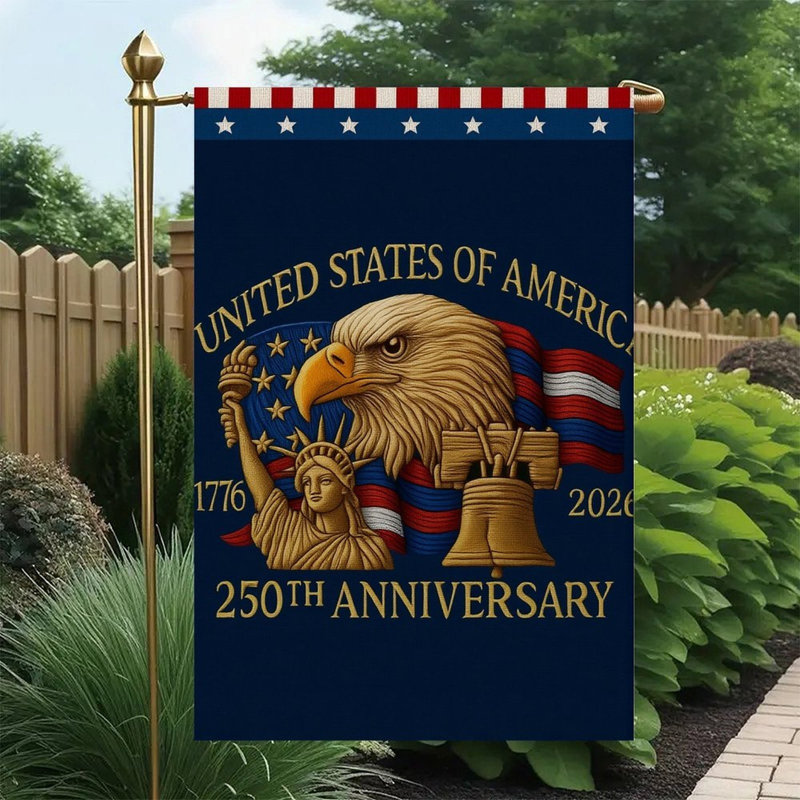 Broderie aigle Liberty Bell Jour de l'Indépendance or 30 x 45 cm / (12 po x 18 po) drapeau décoratif chalet véranda