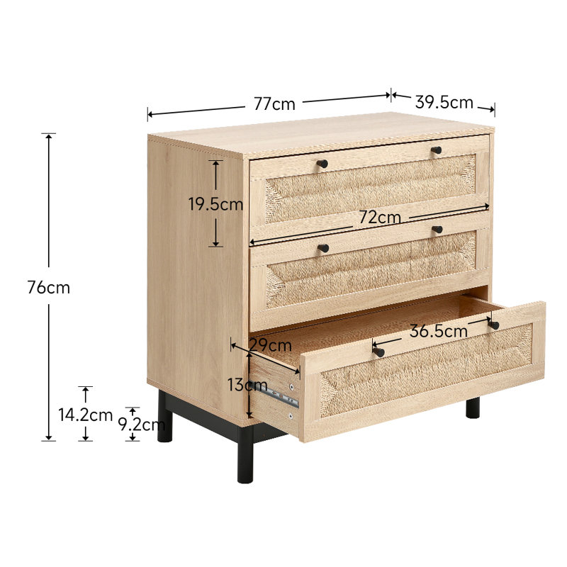 77cm W Manufactured Wood Bedside Table