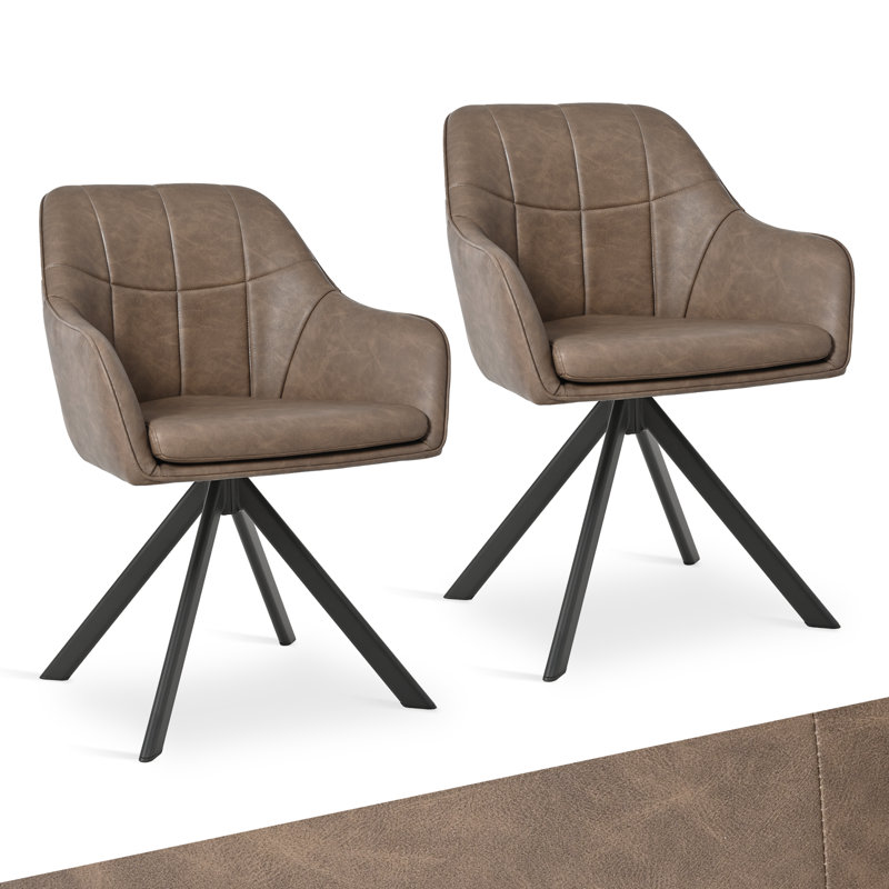 51.5cm H Upholstered Metal Upholstered Back Armchair, Dark Brown PU, 2