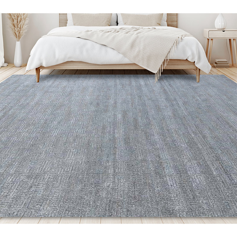 Geometric Area Rug in Dark Blue/Gray/Beige, Rectangle 10' x 14'