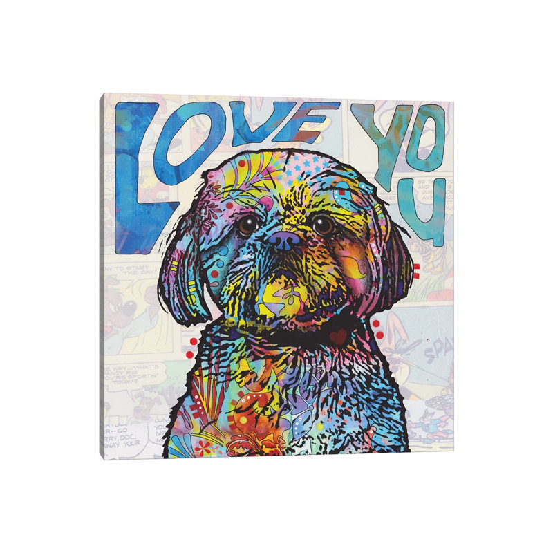 Love You Shih Tzu by Dean Russo - Giclee Art Print on Canvas, 45.72 cm H x 45.72 cm W x 1.91 cm D, No Frame