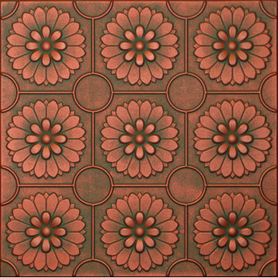 Carreaux de plafond en polystyrène 20X20 avec panneaux décoratifs à coller pour une installation facile à faire soi-même, ainsi que pour la rénovation de la maison et du sous-sol. R36 Bouquet de fleurs, lot / 8
