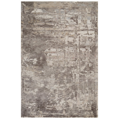 Sealy Easton Modern Abstract Dark Grey Turkish Area Rug with Fringe