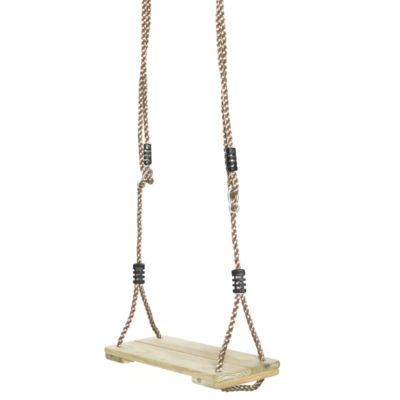 Natural Wood Outdoor Tree Swing with Adjustable Ropes