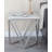 Burgett Stainless Steel Metal Side End Silver Accent Table with Marble Top