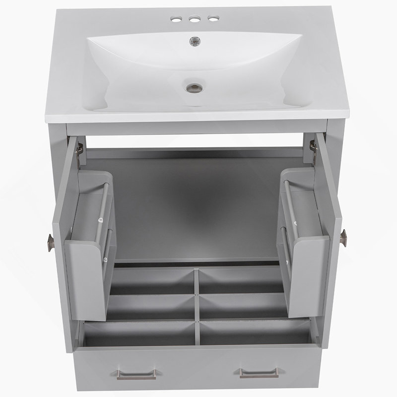 30" Grey Bathroom Vanity With Single Sink, Combo Cabinet Undermount Sink, Gray