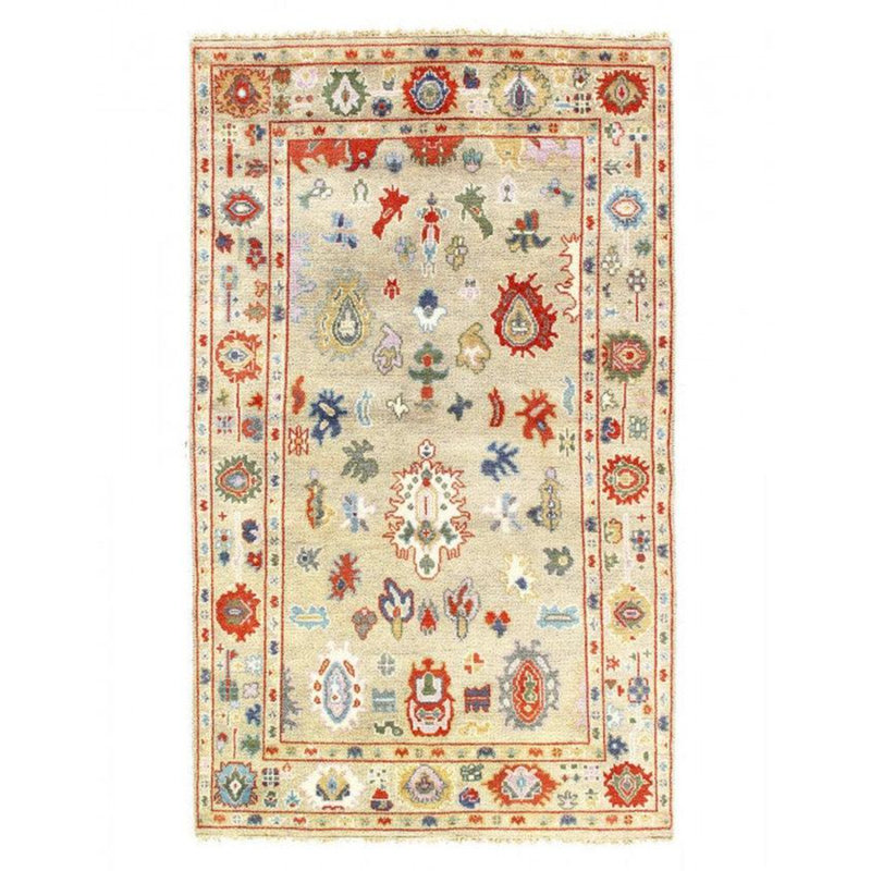 Tapis oriental beige / rouge / brun en laine / coton touffeté à la main 5 pi x 8 pi Oriental