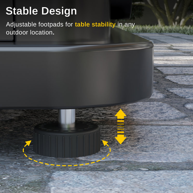 Black Galvanized Iron Square Gas Fire Pit Table, 28"