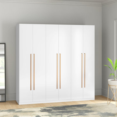 Gramercy 82" Contemporary Modern Wardrobe Armoire with Hanging Rods, Shelves and Drawers in White