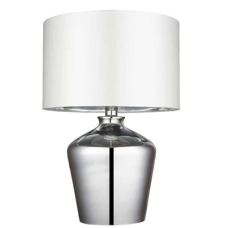 Trystan Glass Table Lamp, Chrome/White
