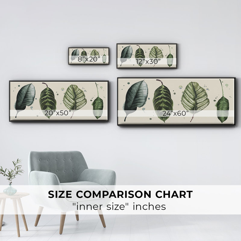 Palm Line- Framed Canvas, 20" H x 50" W