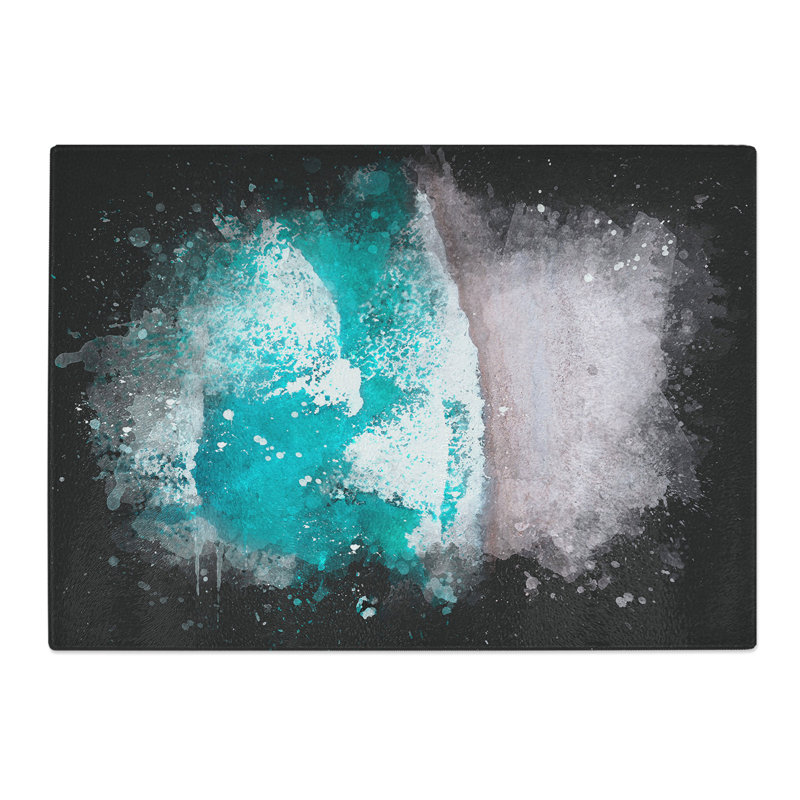 Tempered Glass Waves on the Beach Paint Splash Chopping Board, 20 cm x 28.5 cm