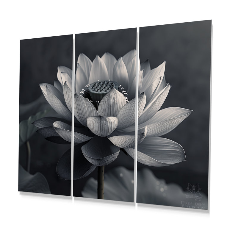 Ensemble de salon gris Lotus Photo Elegant Silhouette III - Lotus Wall Art, H 40 po x l 60 po x P 1 po