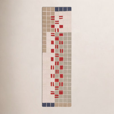 Elswick Gray Red Hand-Tufted Geometric Wool Rug