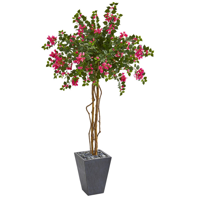 78'' Faux Bougainvillea Tree in Stone Planter