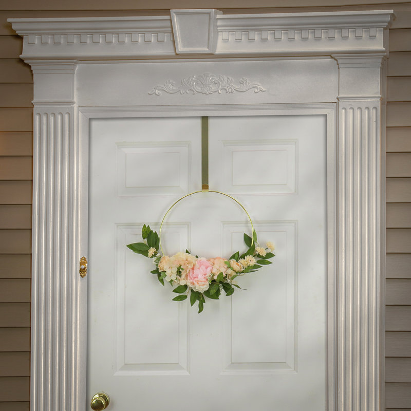 Couronne printanière de pivoines et de roses de 45 cm