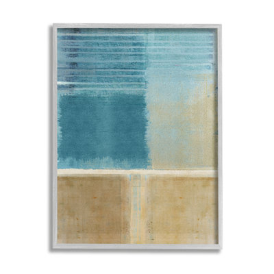 Bleu et brun clair, reproduction d'art sur bois
