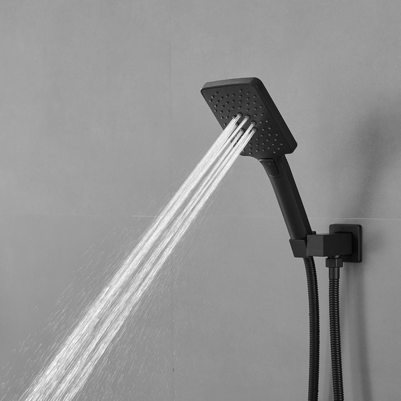 Single-Handle 3-Spray Rain Square Shower Head High-Pressure Shower Faucet (Valve Included)., Matte Black