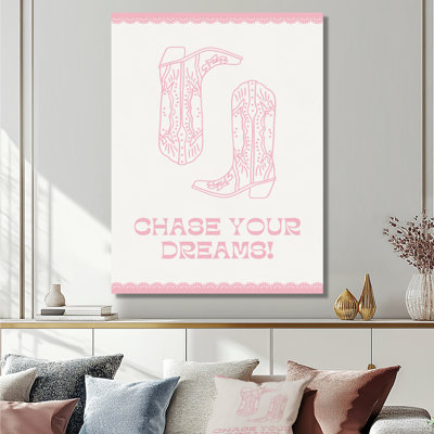 Illustration de bottes de cow-boy «Chase Your Dreams» - Décoration murale de cow-filles