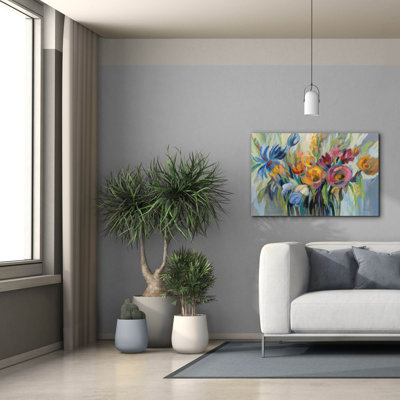 Epic Graffiti 'Fire Flowers'  by Silvia Vassileva Canvas Wall Art, 40" x 26"