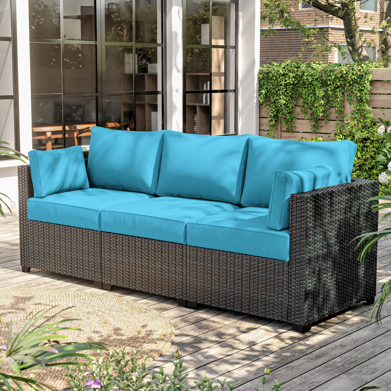 Outdoor Cushions Replacement Patio Cushions Set For 3 Seats, Lake Blue