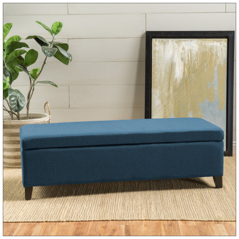 Bedroom Storage Ottoman, Navy Blue