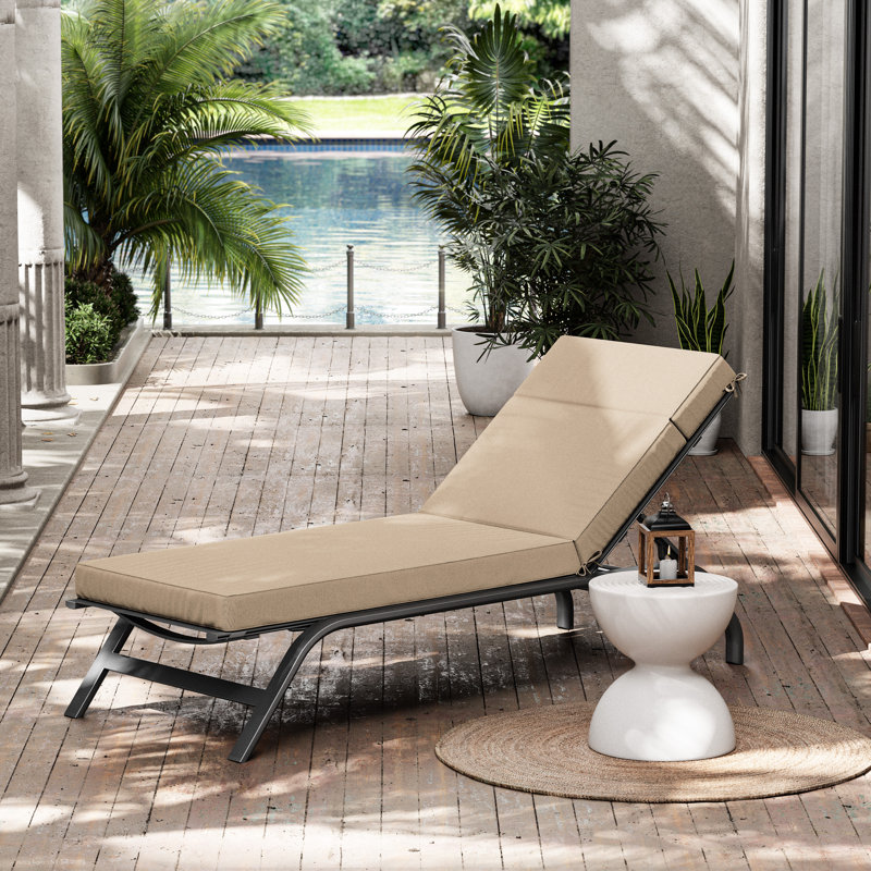 Outdoor Chaise Lounge Cushion – Weather-Resistant, Reversible, Plush Comfort, 26" W x 80" D, Beige