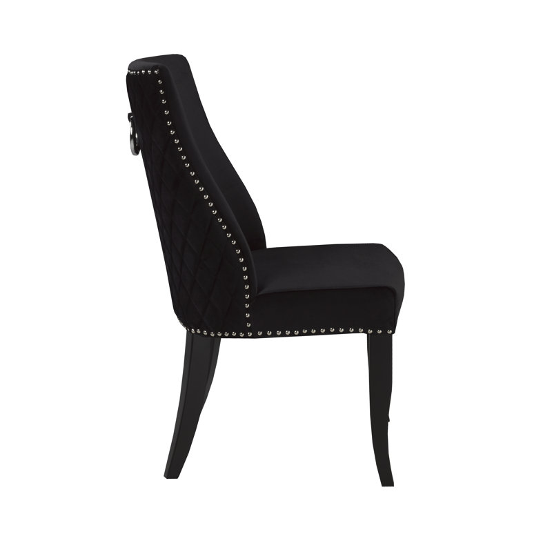Chaise d’appoint en bois massif tapissier Acker, Noir