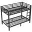 Lit superposé simple au-dessus d'un lit simple en métal pour adolescents et adultes, peu encombrant, sans bruit, sans sommier, noir