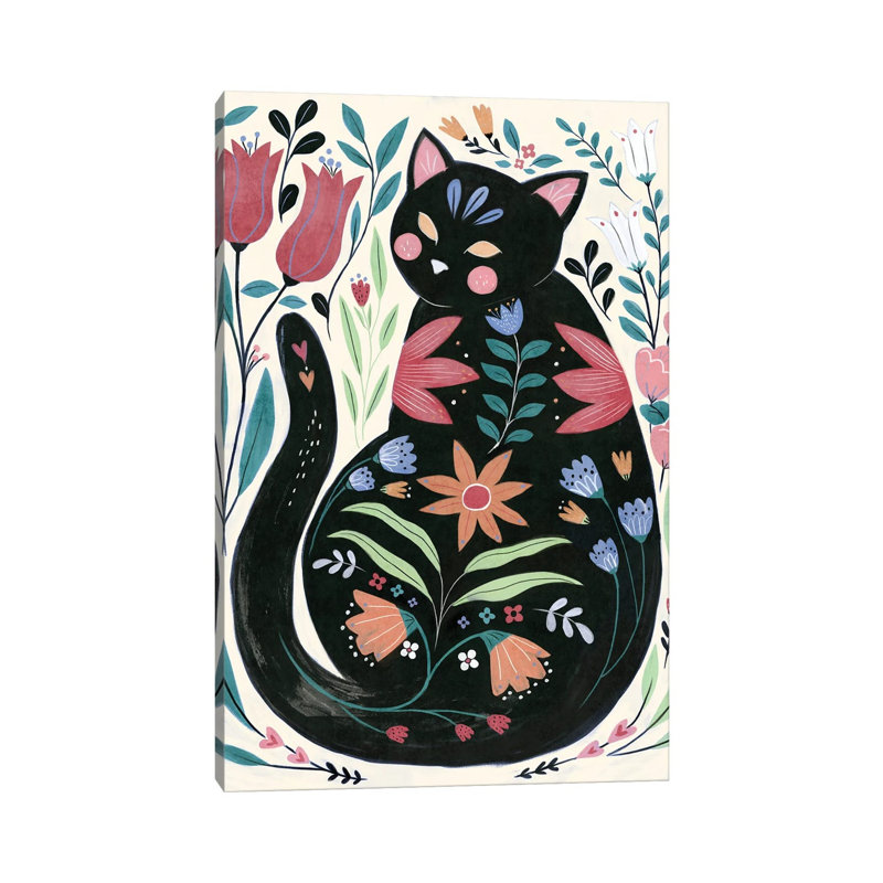 Folksy Feline I by Annie Warren - Wrapped Canvas Print, 20.32 cm H x 30.48 cm W